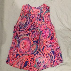 EUC LILLY PULITZER XL STACEY TANK TOP BLUE CURRENT